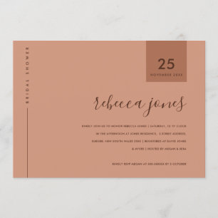 INVITATION FÊTE DES MARIÉES DE TYPOGRAPHIE DE TERRACOTTE À PO
