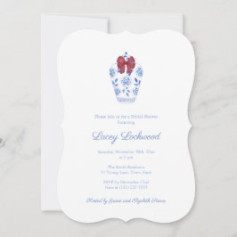 Invitation Fête des mariées de vacances Preppy Blue Red Bow T