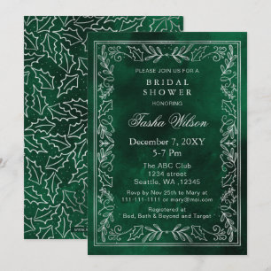 Invitation Fête des mariées de vacances Silver Green Winter F