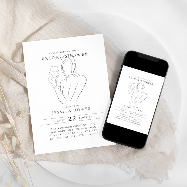 Invitation Fête des mariées de vin chic (Créateur téléchargé)