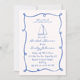 Invitation Fête des mariées de voilier nautique tirée à la ma