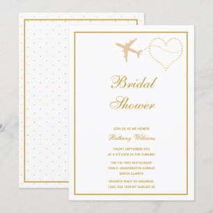 Invitation Fête des mariées de voyage élégante White Gold
