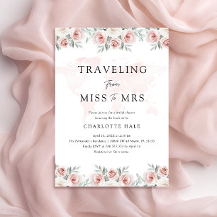 Invitation Fête des mariées de voyage Floral Aquarelle