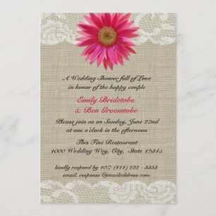 Invitation Fête des mariées dentelle et marguerite