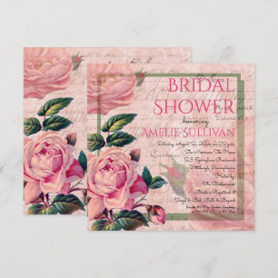 Invitation Fête des mariées d'Ephémère française vintage rose
