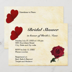 Invitation Fête des mariées des Coeurs rouges, Roses et Arriè