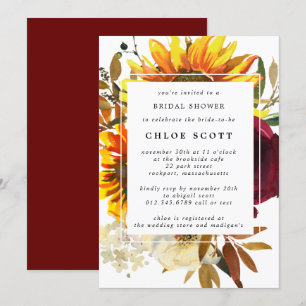 Invitation Fête des mariées des fleurs automnales