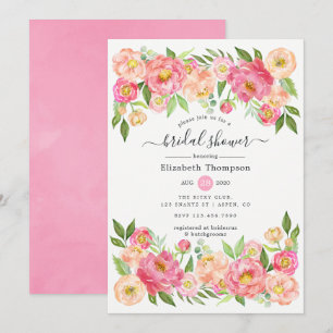 Invitation Fête des mariées des fleurs de pivoine printanière