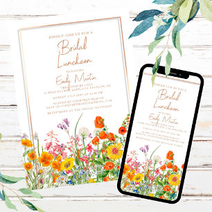 Invitation Fête des mariées des fleurs sauvages de Boho pour 