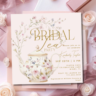 Invitation Fête des mariées des Fleurs sauvages du Tea Party