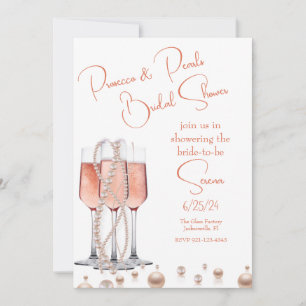 Invitation Fête des mariées des perles et des poursuites rose
