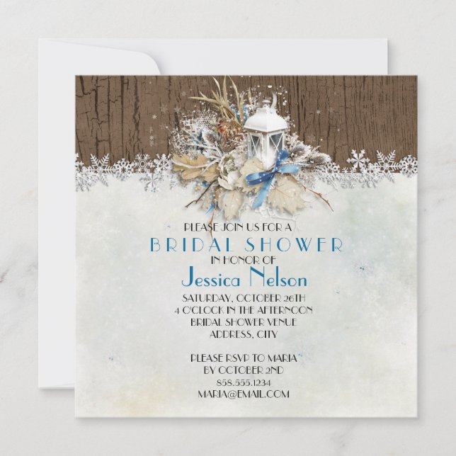 Invitation Fête des mariées des Snowflakes d'hiver (Devant)