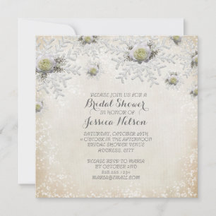 Invitation Fête des mariées des Snowflakes Roses de Noël