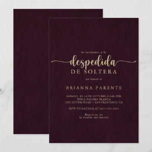 Invitation Fête des mariées d'Espagne en Bourgogne d'or