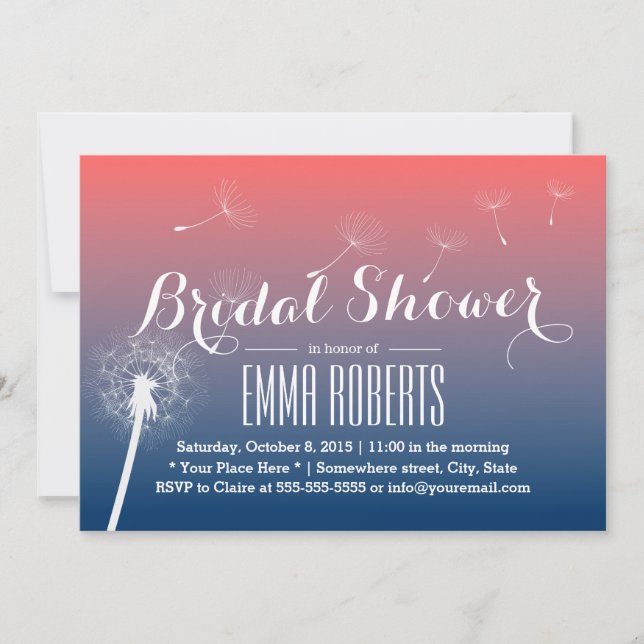 Invitation Fête des mariées d'été Dandelion souffler (Devant)