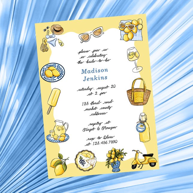 Invitation Fête des mariées d'été de la côte italienne de cit (Créateur téléchargé)