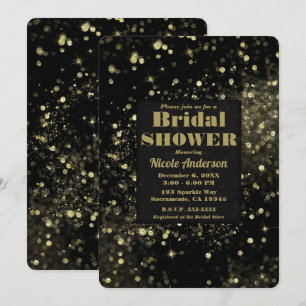 Invitation Fête des mariées d'étincelle Black & Gold