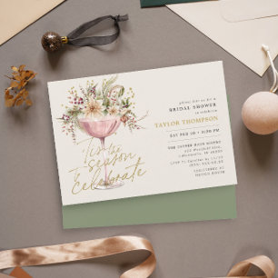 Invitation Fête des mariées d'hiver de la mousse verte de sai