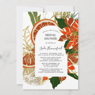 Invitation Fête des mariées d'hiver de Poinsettia Citrus Gold