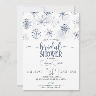 Invitation Fête des mariées d'hiver des flocons de neige