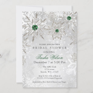Invitation Fête des mariées d'hiver des flocons d'émeraude