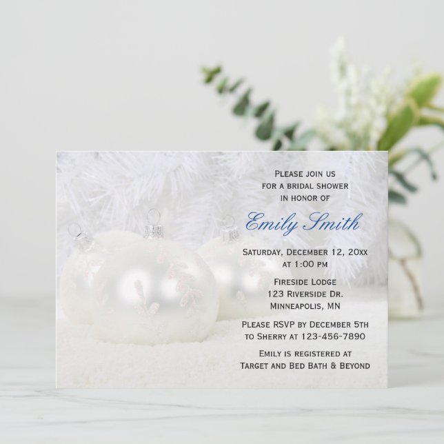 Invitation Fête des mariées d'hiver Noël blanc (Debout devant)