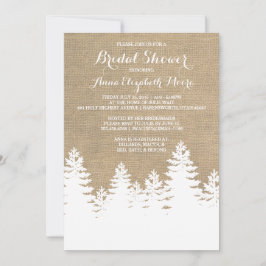 Invitation Fête des mariées d'hiver Rustique Burlap Pine Tree