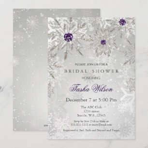 invitation Fête des mariées d'hiver violet argent