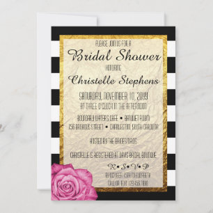 Invitation Fête des mariées d'huile d'or rose moderne Faux Ro