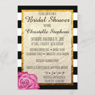 Invitation Fête des mariées d'huile d'or rose moderne Faux Ro