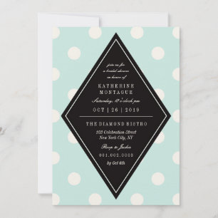 Invitation Fête des mariées Diamond Pois Retro Chi