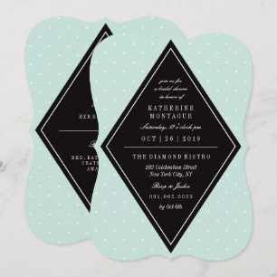 Invitation Fête des mariées Diamond Pois Retro Chi