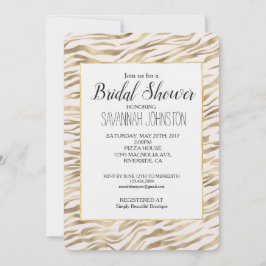 Invitation Fête des mariées d'impression Gold Zebra