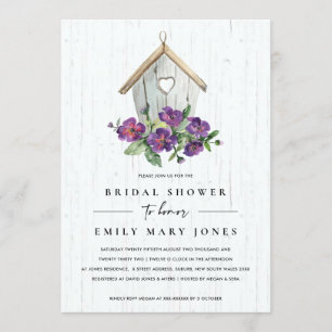INVITATION FÊTE DES MARIÉES D'OISEAU FLORALE EN BOIS BLANC