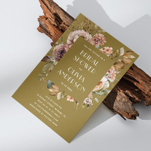 Invitation Fête des mariées d'olivier doré   Jardin boho rust