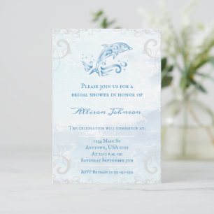 Invitation Fête des mariées Dolphin bleu