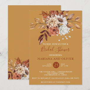 Invitation Fête des mariées d'or floral automne