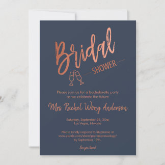 Invitation Fête des mariées d'or Rose de script simple Custom