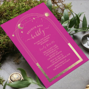 Invitation Fête des mariées d'or rose mystique