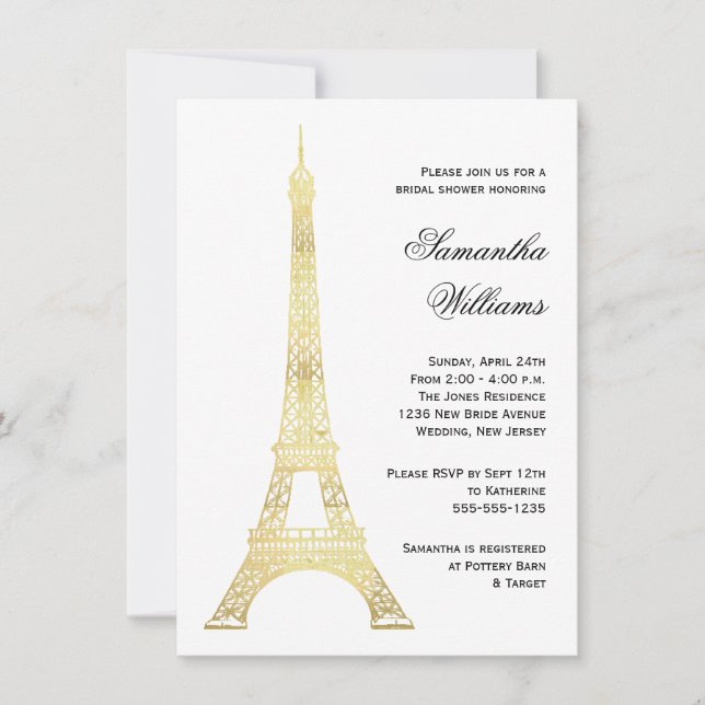 Invitation Fête des mariées d'or Tour Eiffel parisienne (Devant)