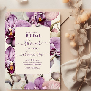 Invitation Fête des mariées d'orchidée pourpre aquarelle