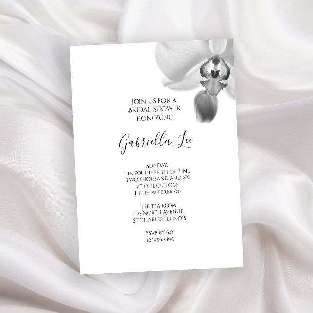 Invitation Fête des mariées d'orchidées noires et blanches (Set an elegant tone to celebrate the Bride to Be)