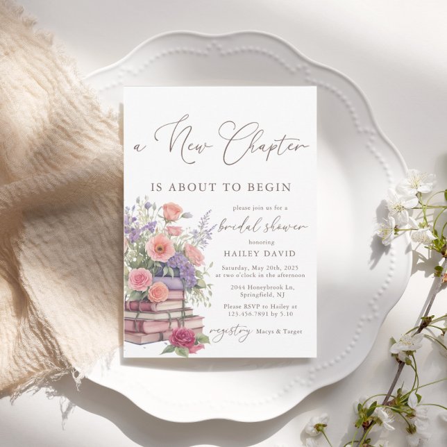 Invitation Fête des mariées du livre floral aquarelle (Créateur téléchargé)