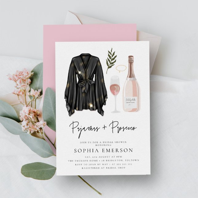 Invitation Fête des mariées du PJ et du Prosecco Pajama Party (Créateur téléchargé)