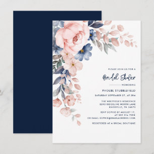 Invitation Fête des mariées élégante à script floral rose