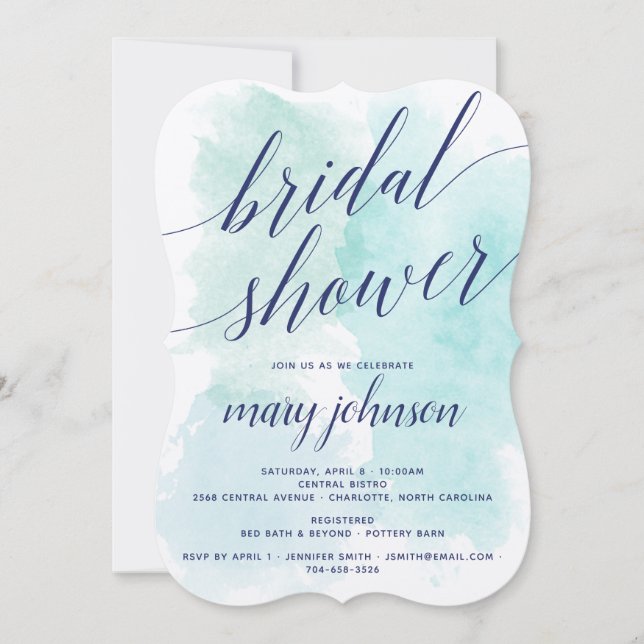 Invitation Fête des mariées élégante Aquarelle de mariage (Devant)