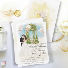 Invitation Fête des mariées élégante avec Gazebo de mariée et