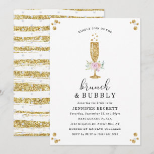 Invitation Fête des mariées élégante Brunch & Bubbly
