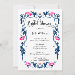 Invitation Fête des mariées Élégante de fleurs et de torons d