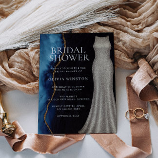 Invitation Fête des mariées élégante de la Marine